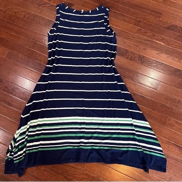 Max Studio navy white and green striped midi dress size small - Picture 4 of 7